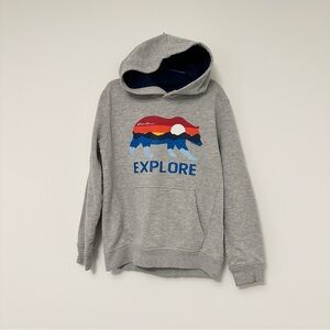 Eddie Bauer Gray Explore Kids Hoodie with Multicolor Bear Design Size Small 7/8